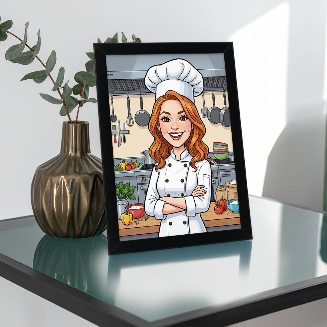 Tablou personalizat caricatură – Bucătar/șefă de echipă | Cadou original și amuzant pentru pasionații de gastronomie
