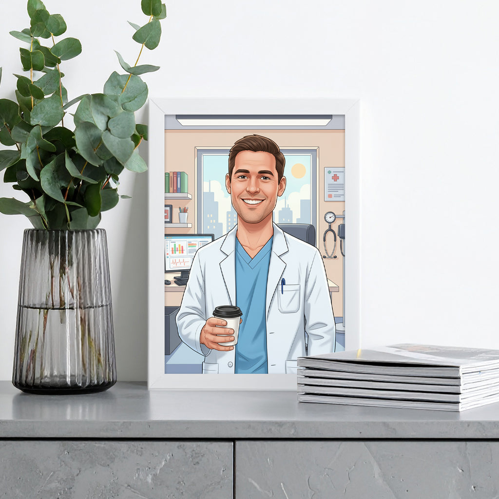 Tablou personalizat caricatură – Doctor | Cadou unic și amuzant pentru medici și profesioniști din domeniul sănătății