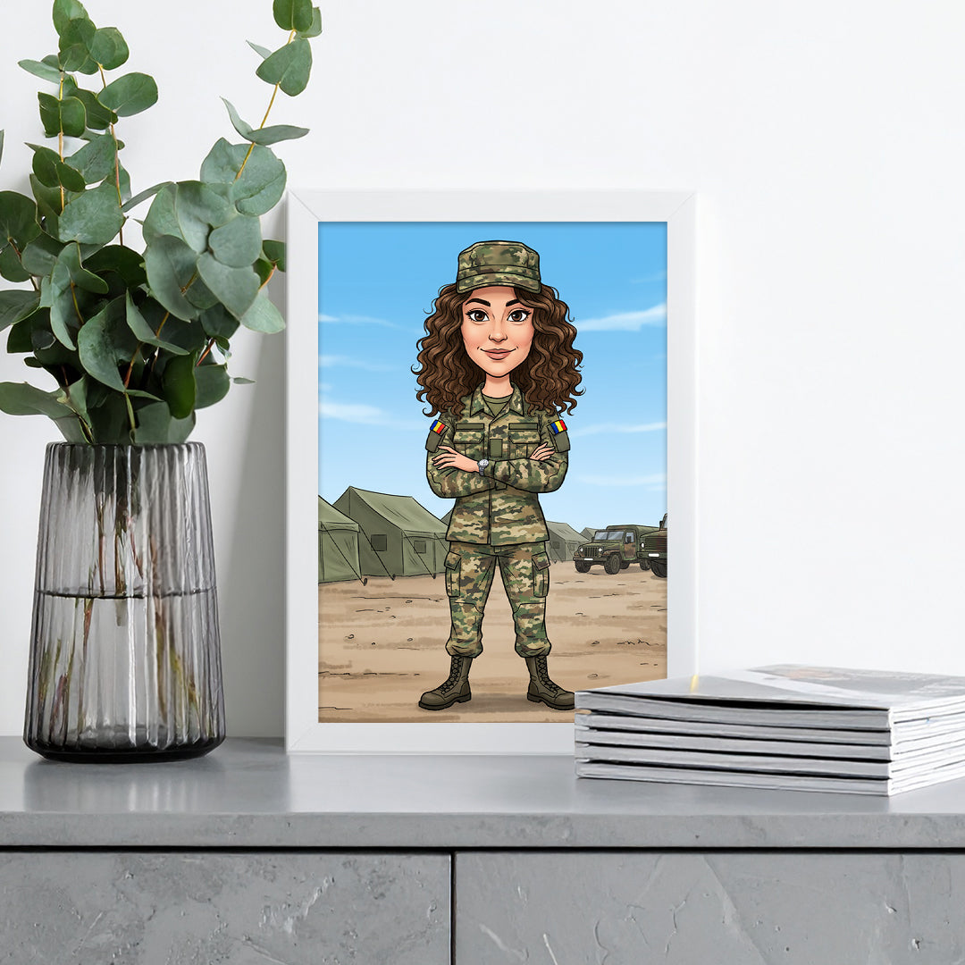 Tablou personalizat caricatură – Militar | Cadou simbolic și unic pentru soldați și pasionați de armată