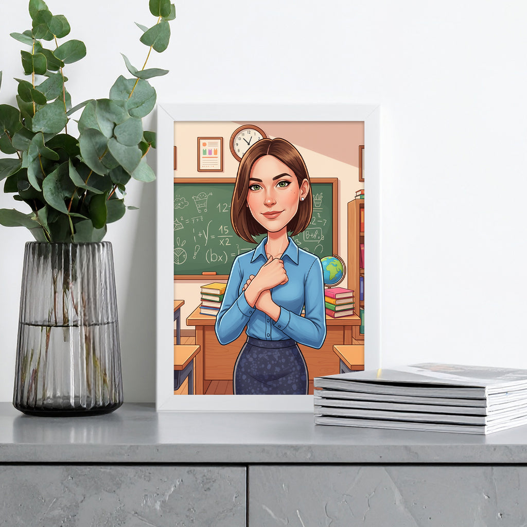 Tablou personalizat caricatură – Profesor | Cadou original și emoționant pentru cadre didactice și educatori