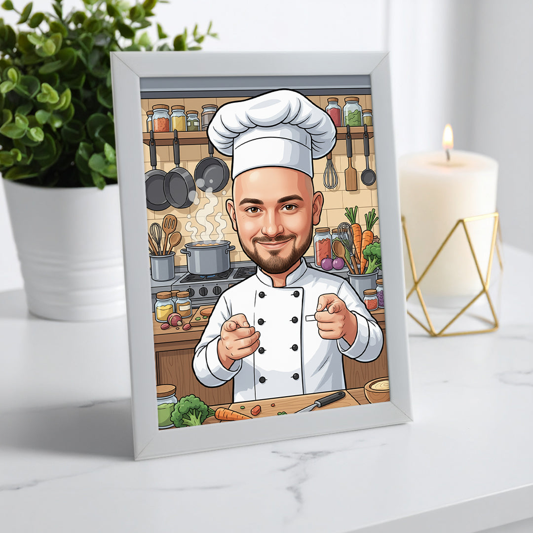 Tablou personalizat caricatură – Bucătar | Cadou original și amuzant pentru pasionații de gastronomie